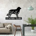 Animals Pets Metal Sign Custom Floral Australian Shepherd 1