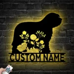 Animals Pets Metal Sign Custom Floral Bergamasco Sheepdog 1
