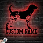 Animals Pets Metal Sign Custom Floral Black And Tan Coonhound 1