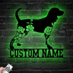 Animals Pets Metal Sign Custom Floral Black And Tan Coonhound 1
