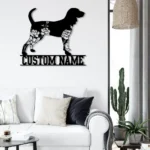 Animals Pets Metal Sign Custom Floral Black And Tan Coonhound 1