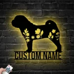 Animals Pets Metal Sign Custom Floral Chinese Shar Pei 1