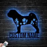 Animals Pets Metal Sign Custom Floral Chinese Shar Pei 1