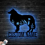 Animals Pets Metal Sign Custom Floral Collies 1