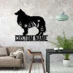 Animals Pets Metal Sign Custom Floral Collies 1