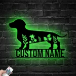 Animals Pets Metal Sign Custom Floral Dachshunds 1