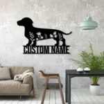 Animals Pets Metal Sign Custom Floral Dachshunds 1