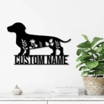 Animals Pets Metal Sign Custom Floral Dachshunds 1