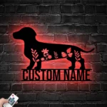 Animals Pets Metal Sign Custom Floral Dachshunds 1