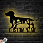 Animals Pets Metal Sign Custom Floral Dachshunds 1