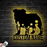 Animals Pets Metal Sign Custom Floral English Bulldog 1
