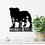 Animals Pets Metal Sign Custom Floral English Bulldog 1