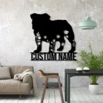 Animals Pets Metal Sign Custom Floral English Bulldog 1