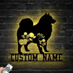 Animals Pets Metal Sign Custom Floral Finnish Lapphund 1