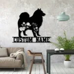 Animals Pets Metal Sign Custom Floral Finnish Lapphund 1