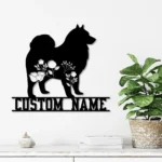 Animals Pets Metal Sign Custom Floral Finnish Lapphund 1