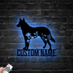 Animals Pets Metal Sign Custom Floral German Shepherd 1