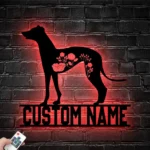 Animals Pets Metal Sign Custom Floral Greyhound Dog 1