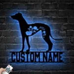 Animals Pets Metal Sign Custom Floral Greyhound Dog 1