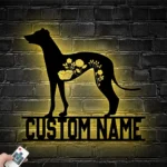 Animals Pets Metal Sign Custom Floral Greyhound Dog 1
