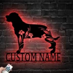 Animals Pets Metal Sign Custom Floral Rottweiler 1