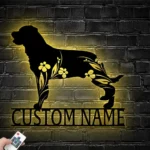 Animals Pets Metal Sign Custom Floral Rottweiler 1