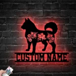 Animals Pets Metal Sign Custom Floral Siberian Husky 1