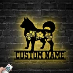 Animals Pets Metal Sign Custom Floral Siberian Husky 1