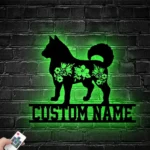 Animals Pets Metal Sign Custom Floral Siberian Husky 1
