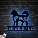Animals Pets Metal Sign Custom Floral Siberian Husky 1