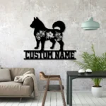 Animals Pets Metal Sign Custom Floral Siberian Husky 1
