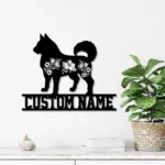 Animals Pets Metal Sign Custom Floral Siberian Husky 1
