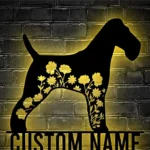 Animals Pets Metal Sign Custom Floral Wire Fox Terrier 1