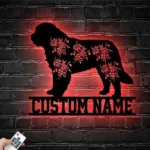 Animals Pets Metal Sign Custom Flower Newfoundland Dog 1