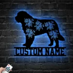 Animals Pets Metal Sign Custom Flower Newfoundland Dog 1
