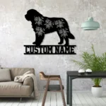 Animals Pets Metal Sign Custom Flower Newfoundland Dog 1