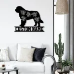 Animals Pets Metal Sign Custom Flower Newfoundland Dog 1