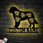 Animals Pets Metal Sign Custom Flower Newfoundland Dog 1