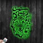Animals Pets Metal Sign Custom Flower Wolf 1