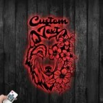 Animals Pets Metal Sign Custom Flower Wolf 1