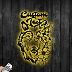 Animals Pets Metal Sign Custom Flower Wolf 1
