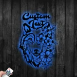 Animals Pets Metal Sign Custom Flower Wolf 1