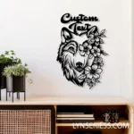 Animals Pets Metal Sign Custom Flower Wolf 1