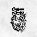 Animals Pets Metal Sign Custom Flower Wolf 1