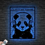 Animals Pets Metal Sign Custom Game Panda Headphone 1