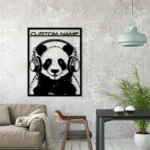 Animals Pets Metal Sign Custom Game Panda Headphone 1
