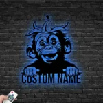 Animals Pets Metal Sign Custom Peeking Monkey Banana Peel 1