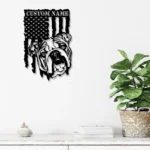 Animals Pets Metal Sign Custom Us Flag English Bulldog 1