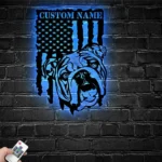 Animals Pets Metal Sign Custom Us Flag English Bulldog 1