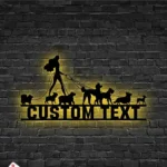 Animals Pets Metal Sign Custom Women Dogs Walking 1